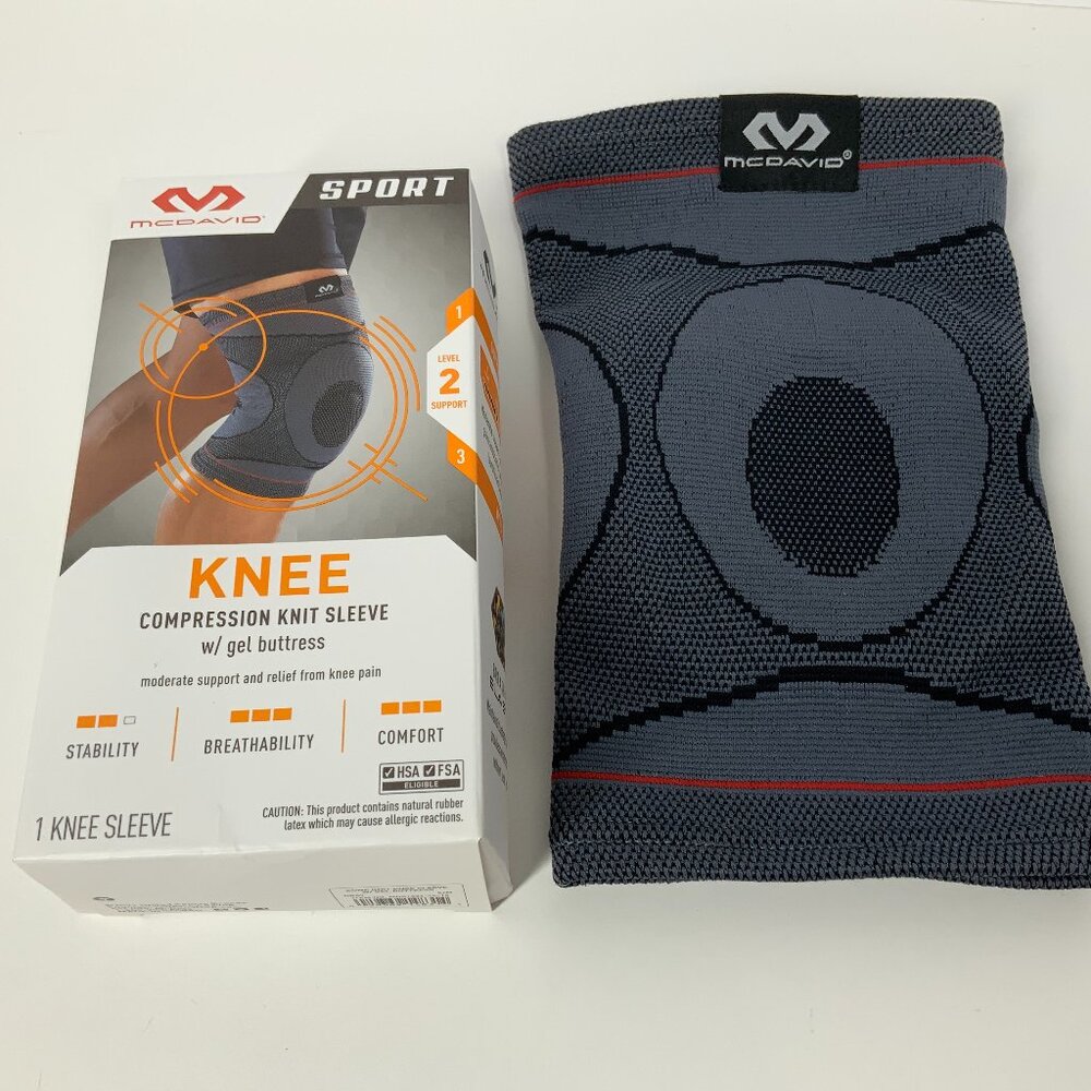McDavid Sport Compression Knit Knee Sleeve w/Gel Buttress for Running Basketball
